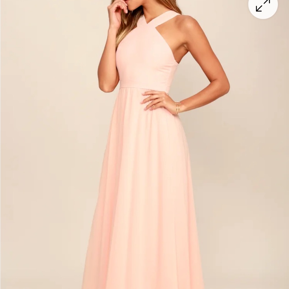Lulu's Blush Air of Romance Halter Maxi formal Dress